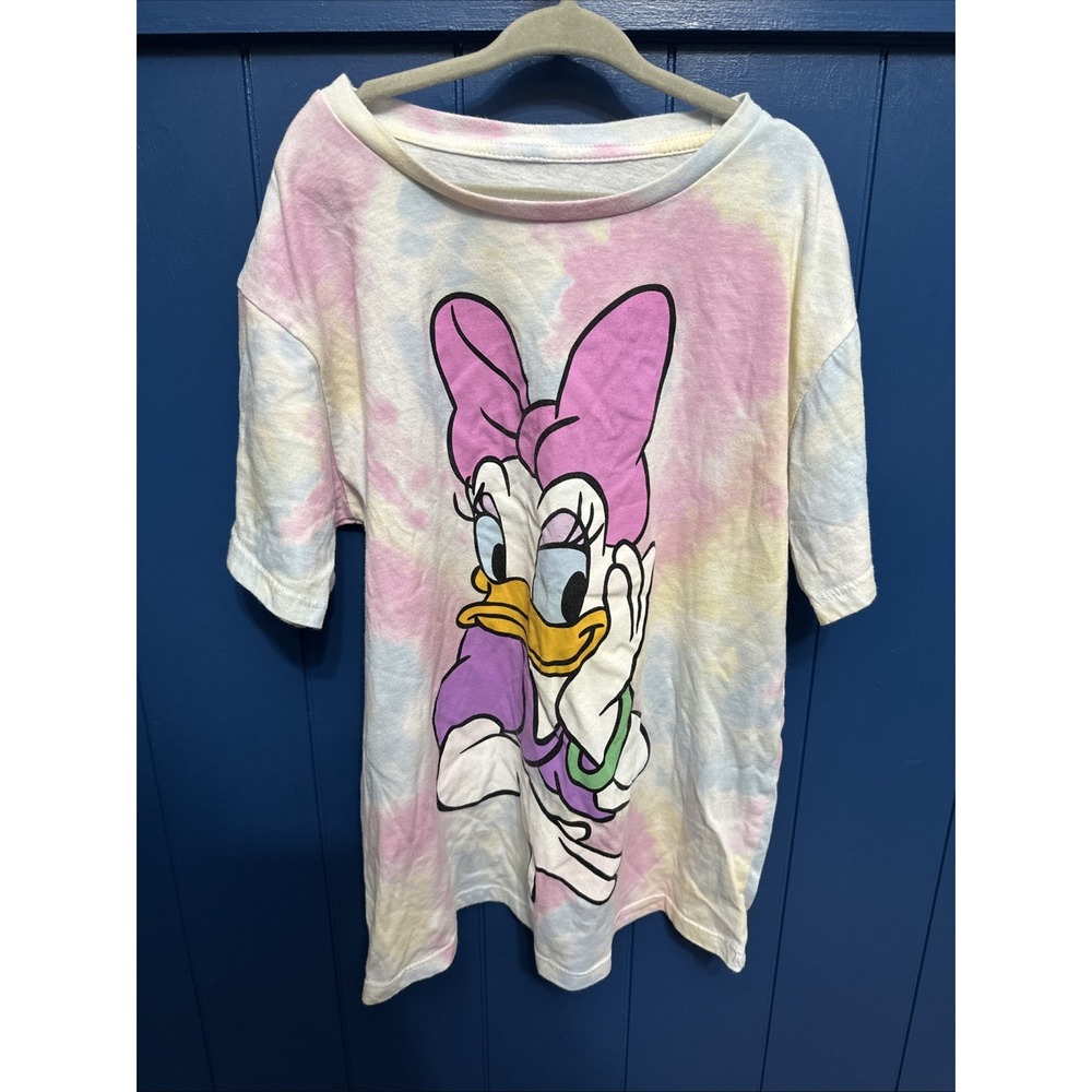 Disney Daisy Duck Face T-Shirt Medium 7/8 Kids Tie Dye‎ RARE Sold Out